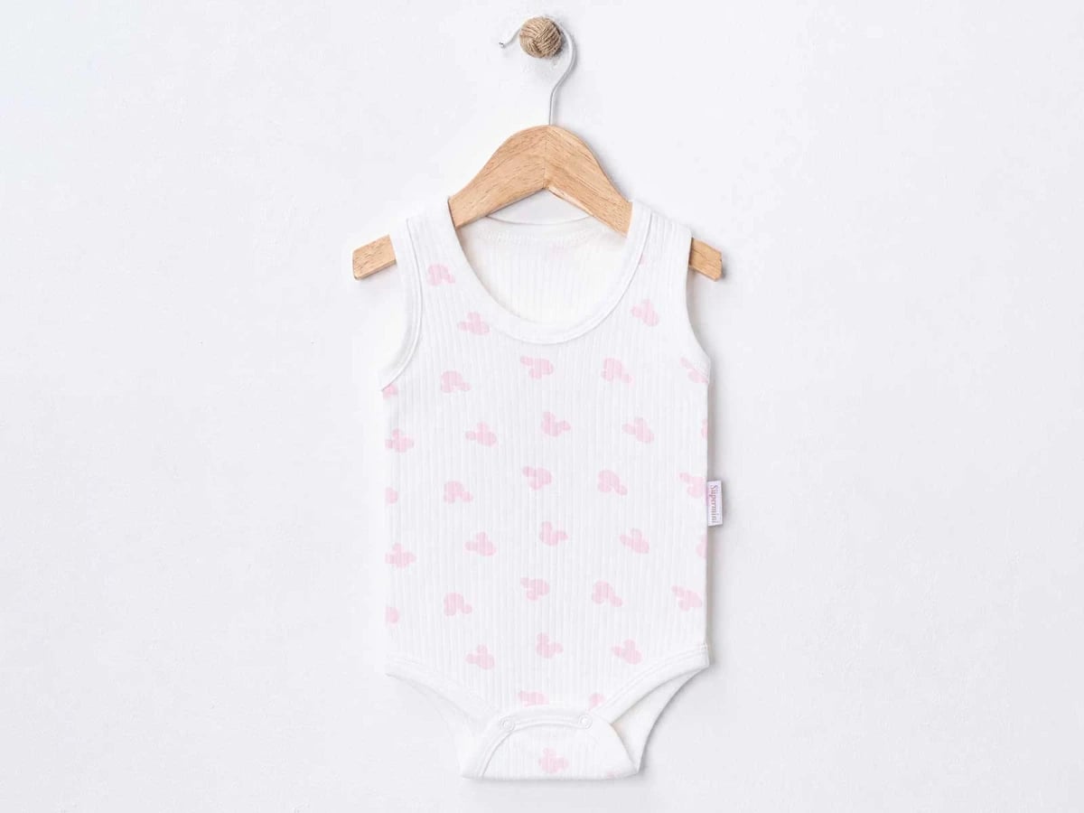 Pack of 4 Baby Girls' Snap-Front Sleeveless Bodysuits with Pink Print - Supermini - by Peralane