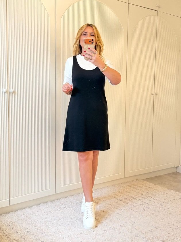 Women's Black Sleeveless Modal Scoop Neck A-Line Dress - Janes - by Peralane - photo 3