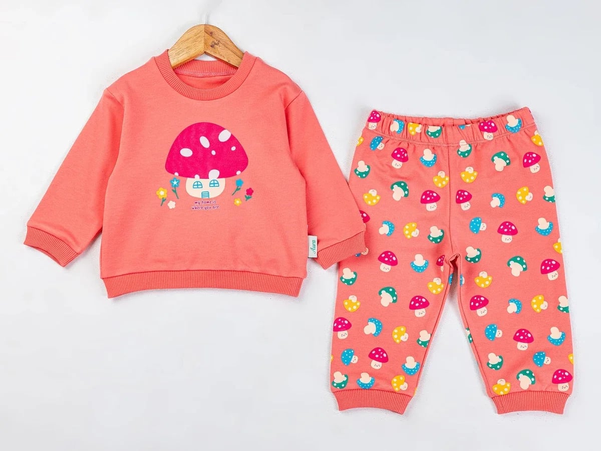 Girls Mushroom Printed Pyjama Set - Comix - by Peralane
