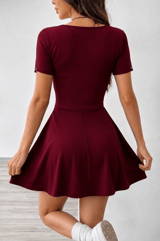 Women's Short-Sleeve Square Neck Pocket Detail Dress - Janes - by Peralane - photo 3