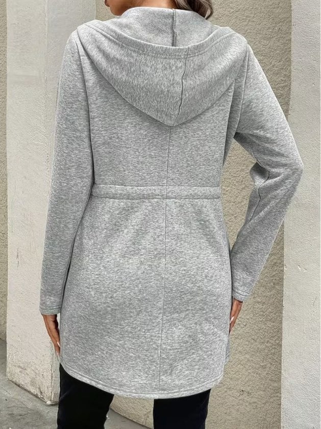 Women's Long Sleeve Hooded Jacket with Pockets - Light Grey - Janes - by Peralane - photo 3