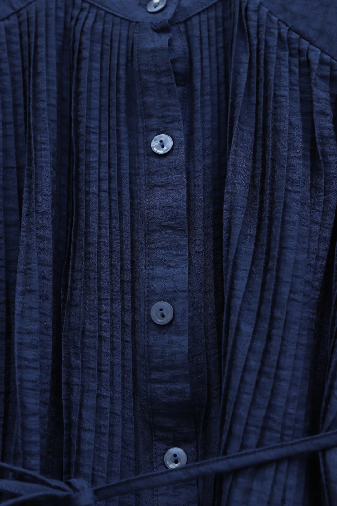 Pleated Lace-Up Skirted Jacquard Waffle Set - Navy - Podyumplus - by Peralane - photo 3