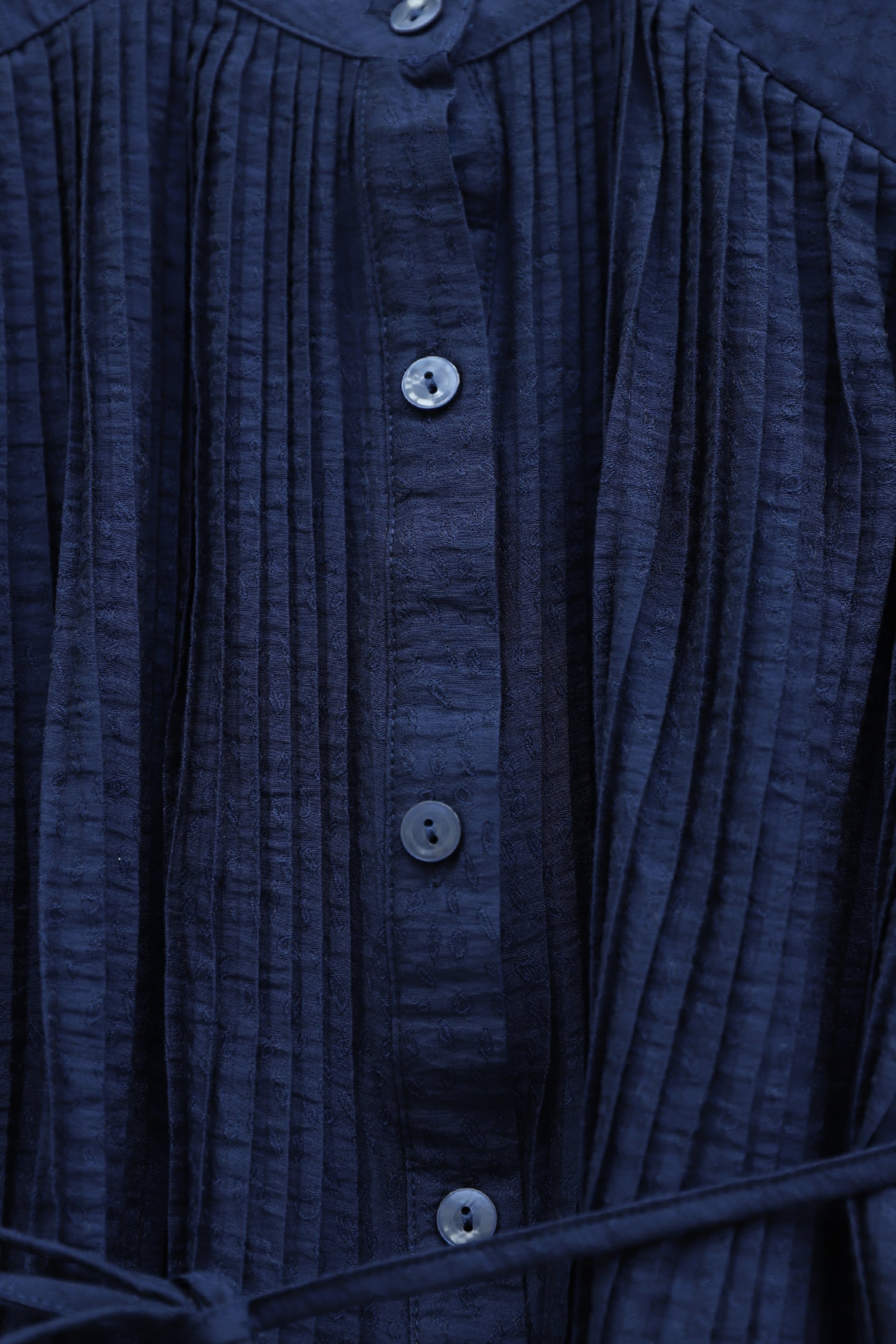 Pleated Lace-Up Skirted Jacquard Waffle Set - Navy - Podyumplus - by Peralane - photo 3