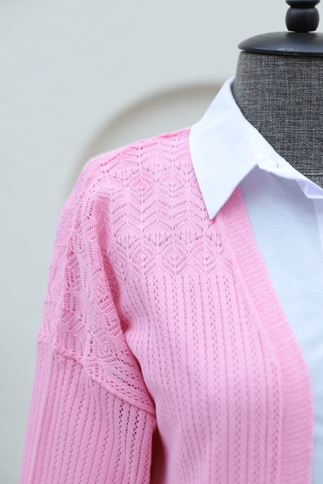 Patterned Skirt Openwork Cardigan - Pink - Podyumplus - by Peralane - photo 6