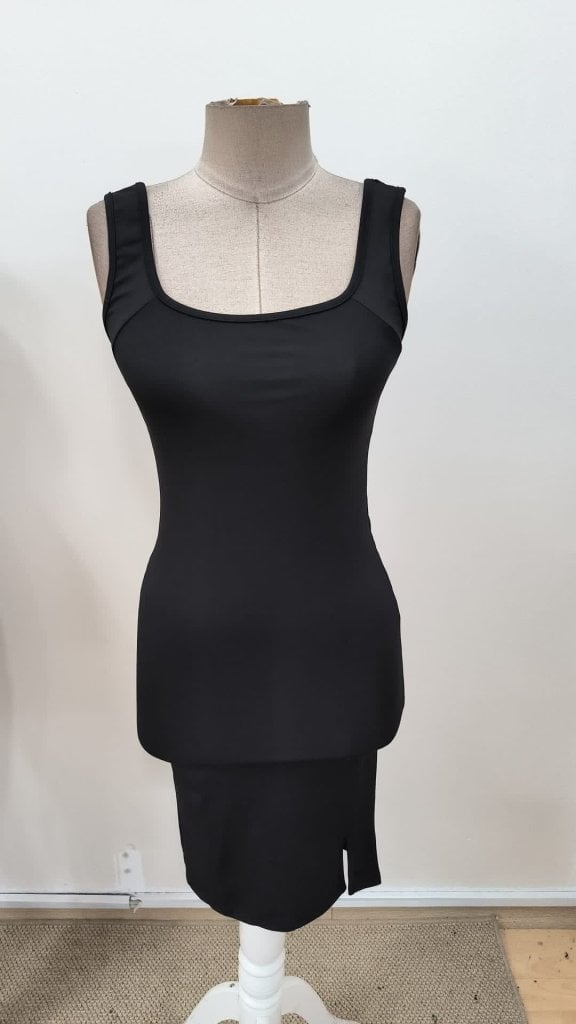 Women's Sleeveless Square Neck Slit Mini Dress - Black - Janes - by Peralane - photo 6