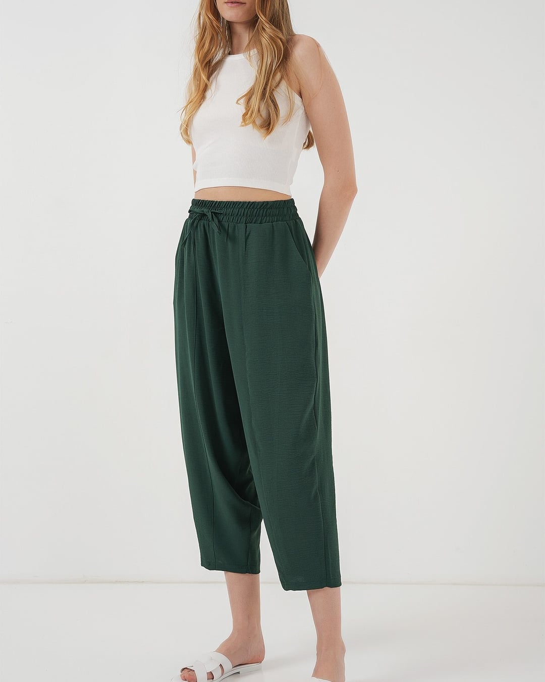 Women's Emerald Green Drawstring Trousers - Bigdart - by Peralane - photo 4