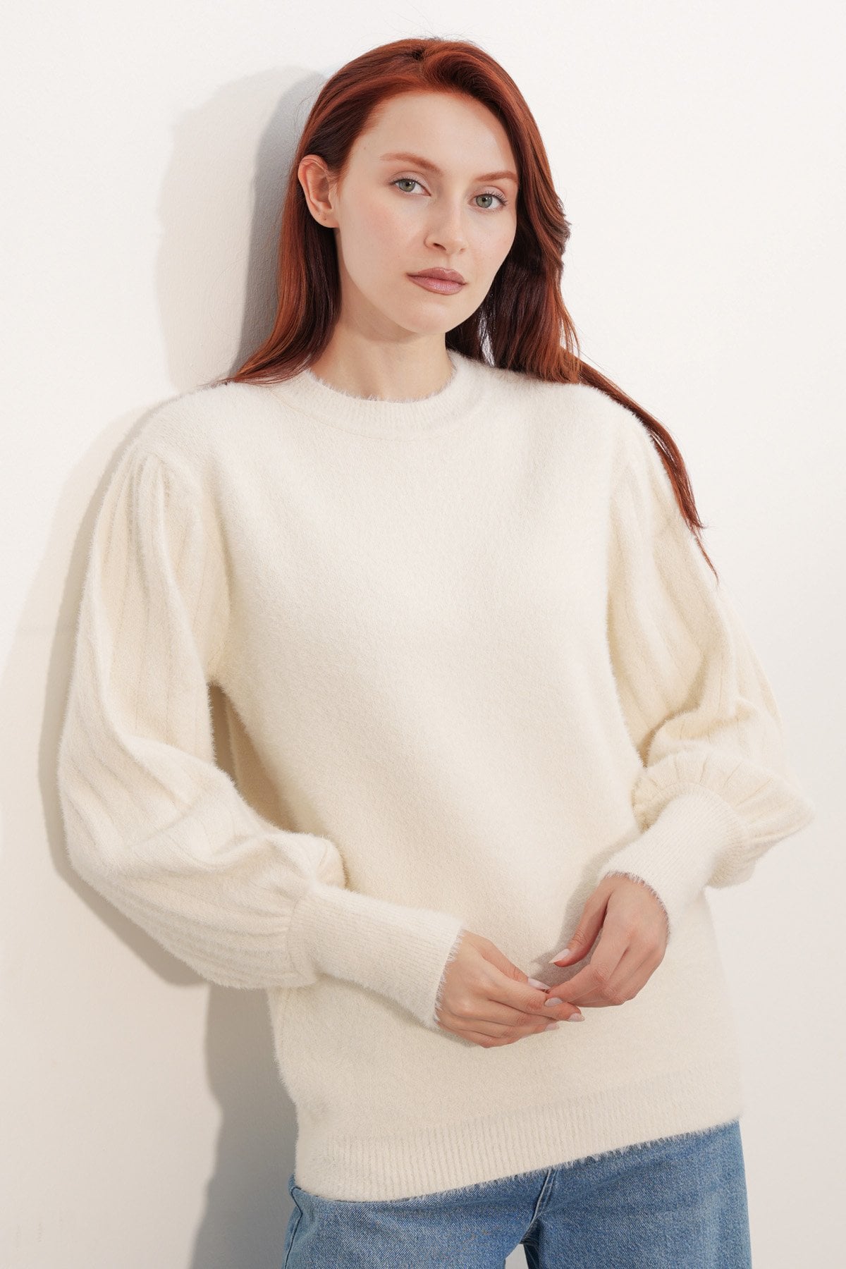 Women's Cream Balloon Sleeve Oversize Knit Sweater 15973 - Bigdart - by Peralane - photo 7