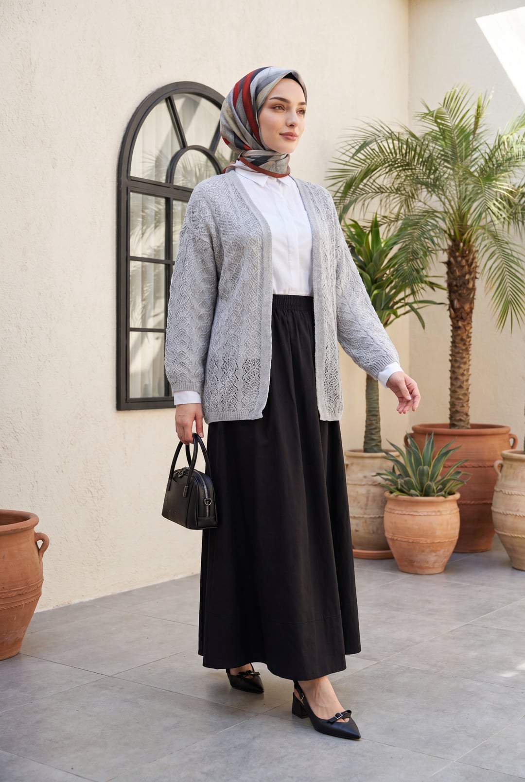 Half Sleeve Openwork Short Cardigan - Light Grey - Podyumplus - by Peralane