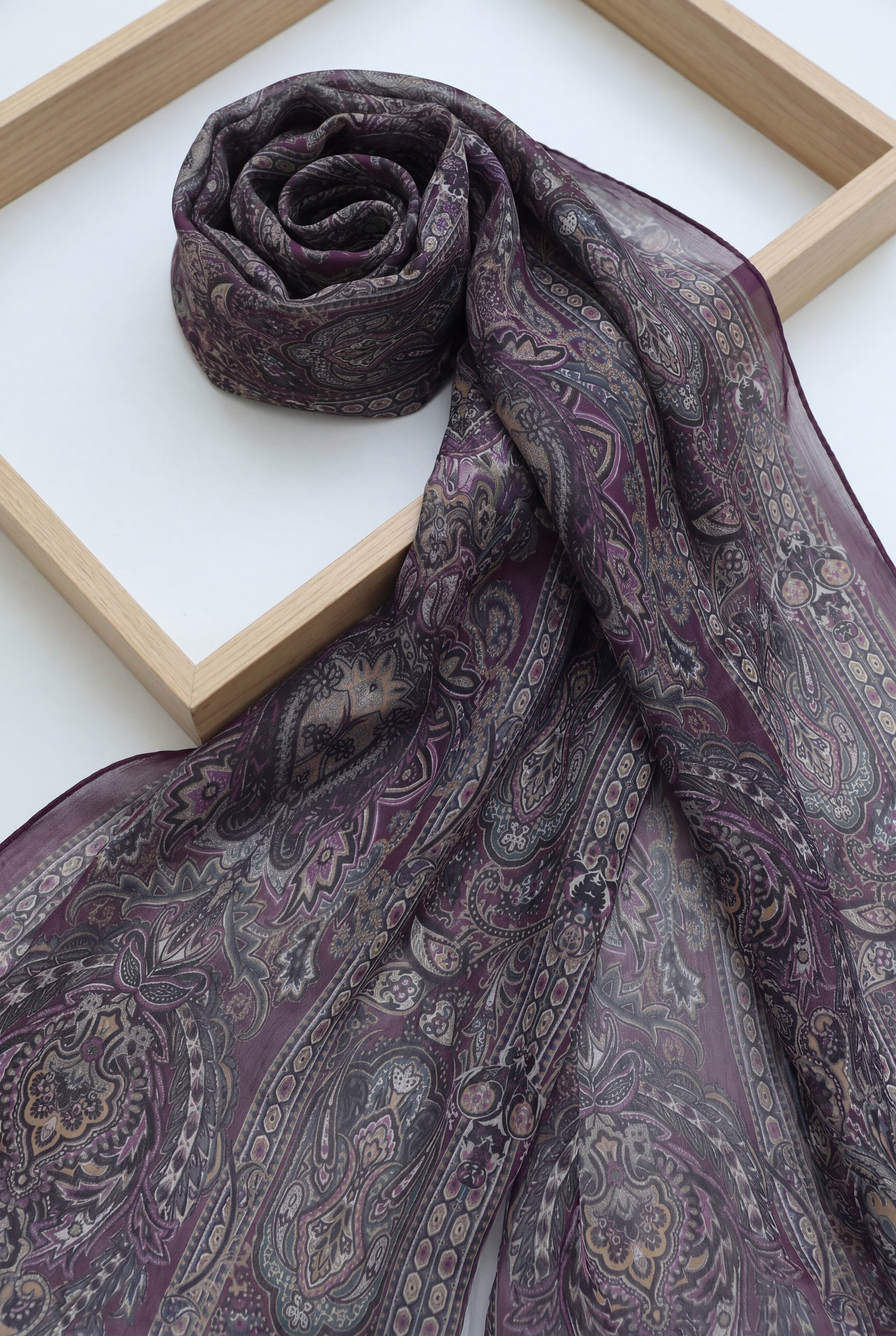 Authentic Striped Traditional Design Cotton Scarf - Purple - Podyumplus - by Peralane - photo 2