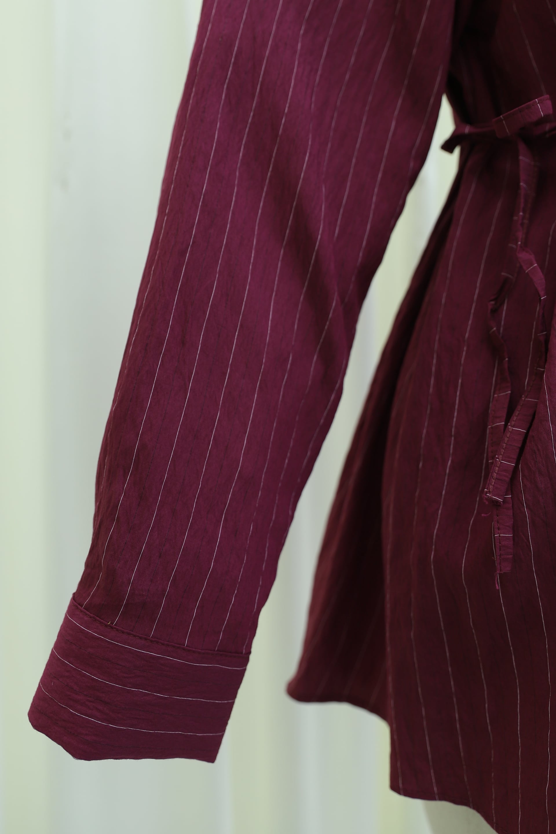 Side Lace-Up Striped Button Modal Tunic - Bordeaux - Podyumplus - by Peralane - photo 7