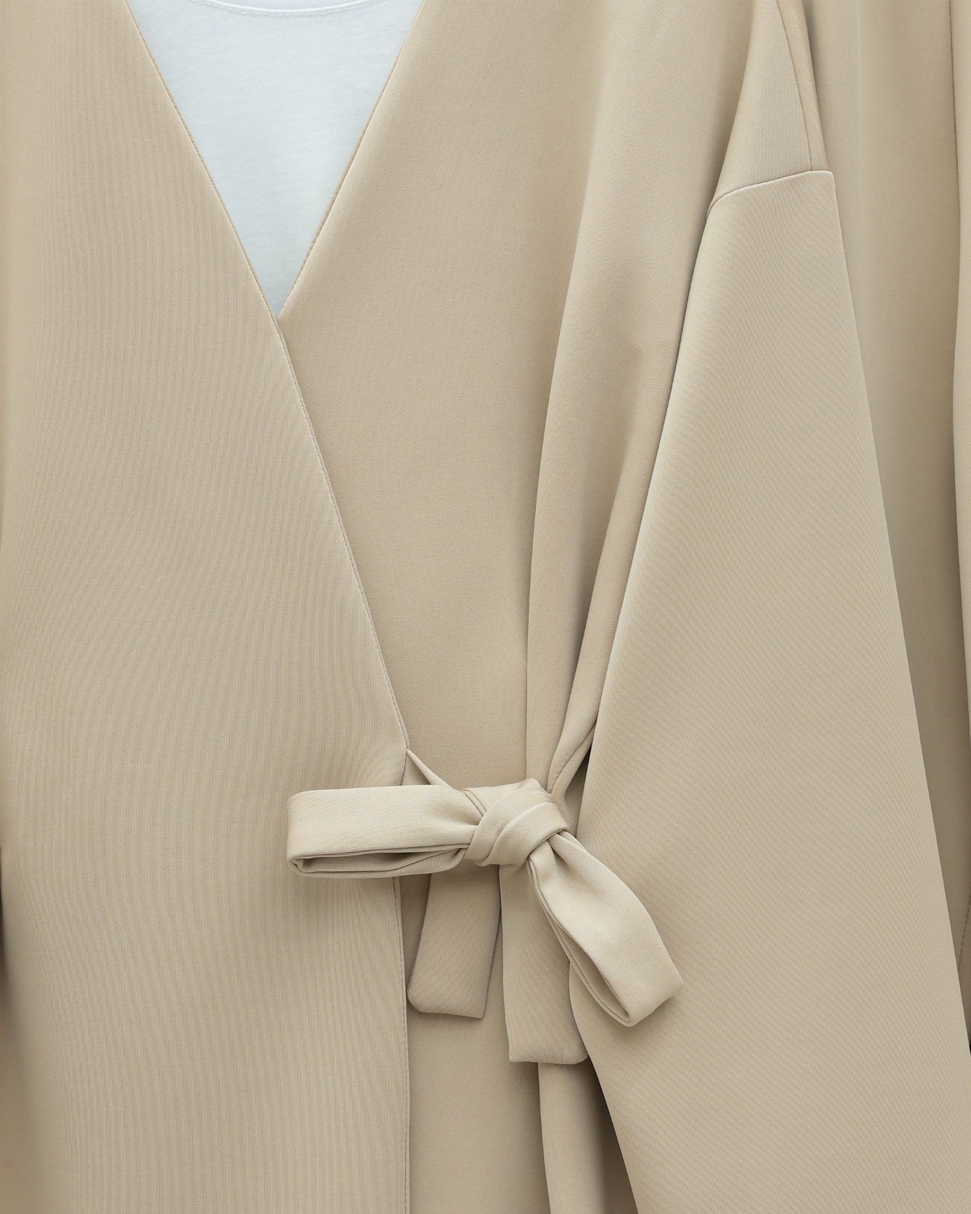 Double-Belted Scuba Kimono Set - Beige - Podyumplus - by Peralane - photo 3