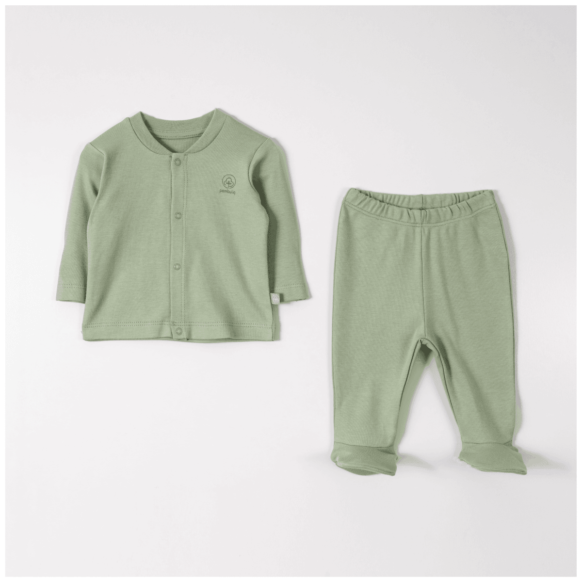 Baby 2-Piece Top and Pants Set 0-6M Sage Green - Pambuliq - by Peralane