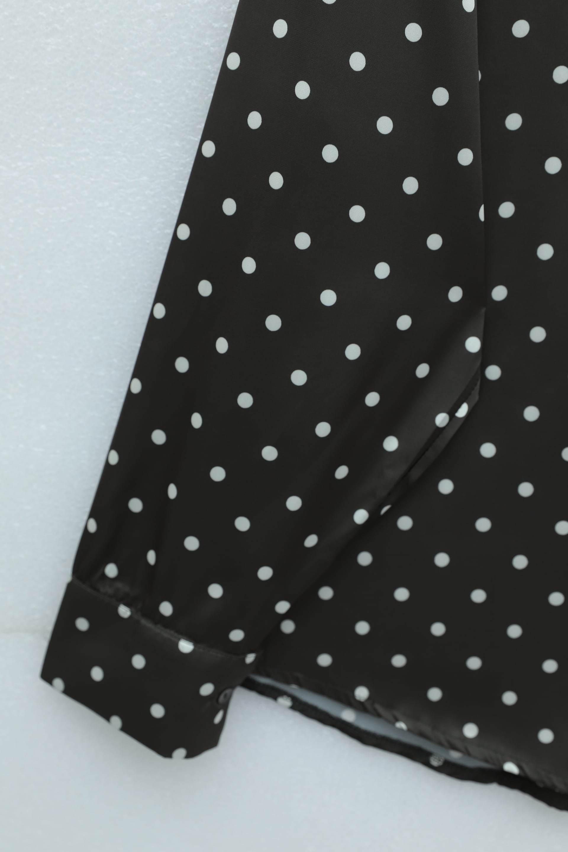 Polka Dot Satin Blouse with Pussy Bow Collar - Dark Brown - Podyumplus - by Peralane - photo 5