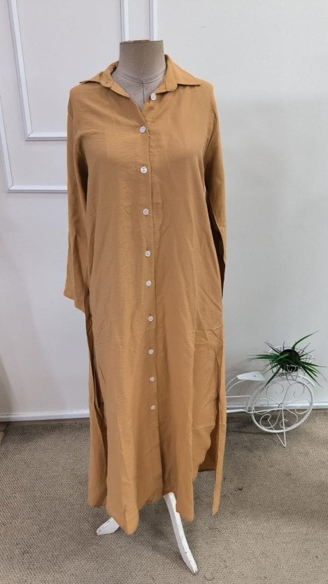 Women's Long-Sleeved Collared Button-Front Relaxed Fit Dress - Janes - by Peralane - photo 4