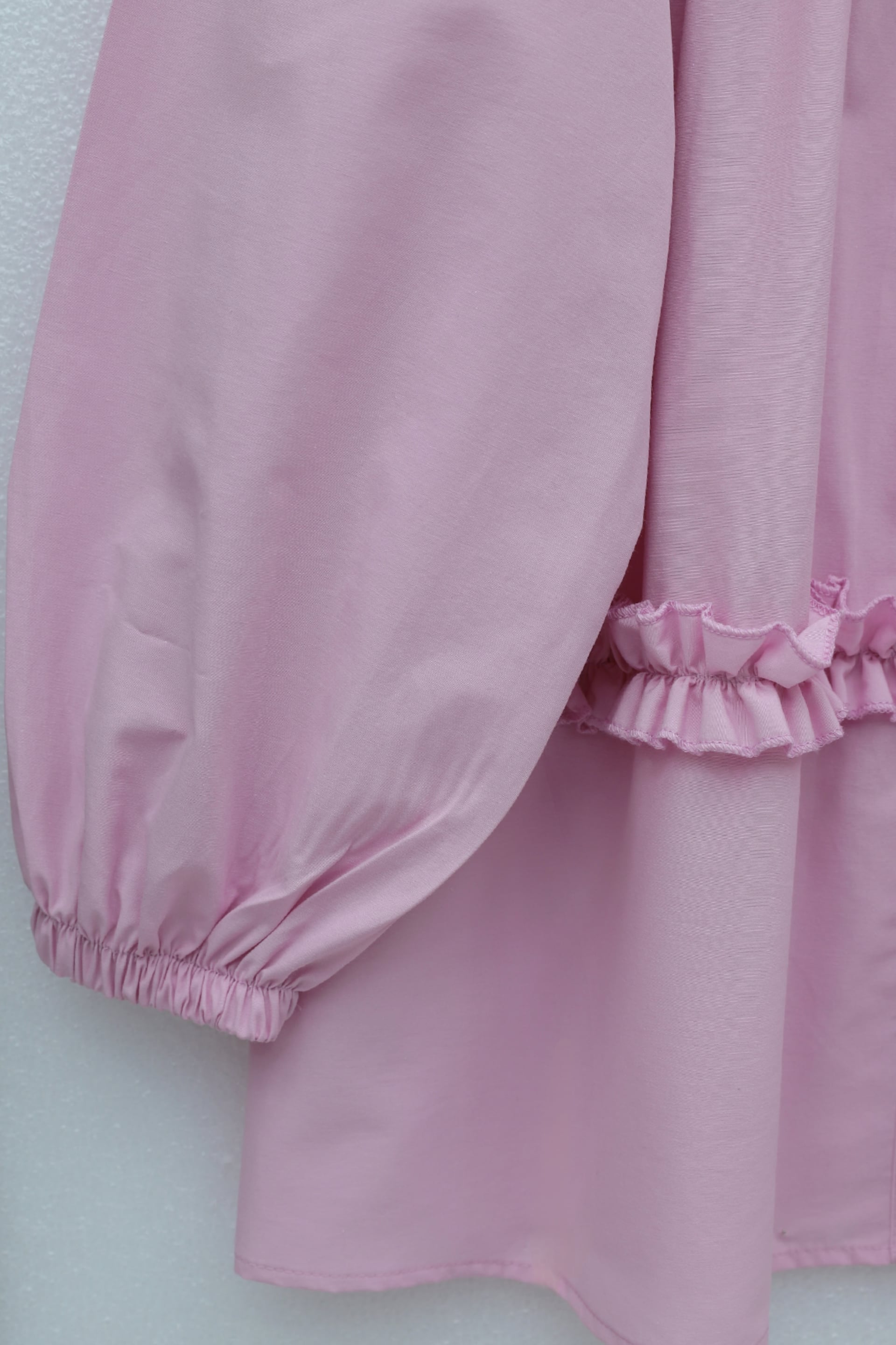 Pink Poplin Tunic with Tie-Neck, Gathered Yoke and Ruffled Hem - Podyumplus - by Peralane - photo 6