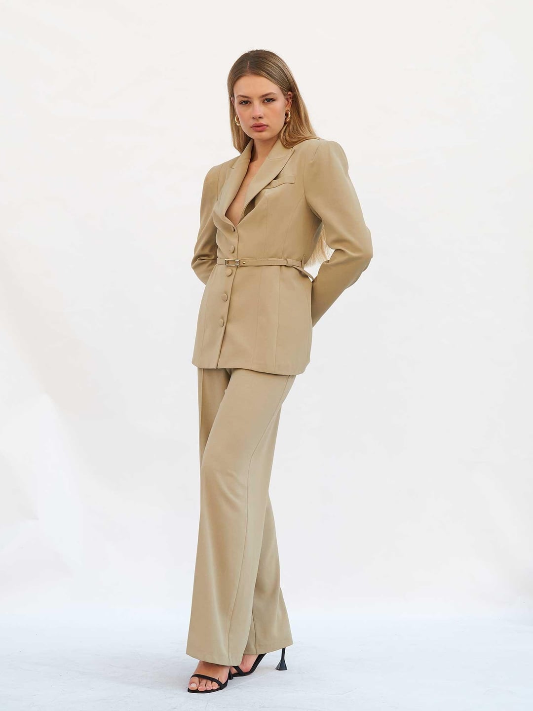Women's High-Waist Wide-Leg Trousers in Light Green - Lefon - by Peralane - photo 6