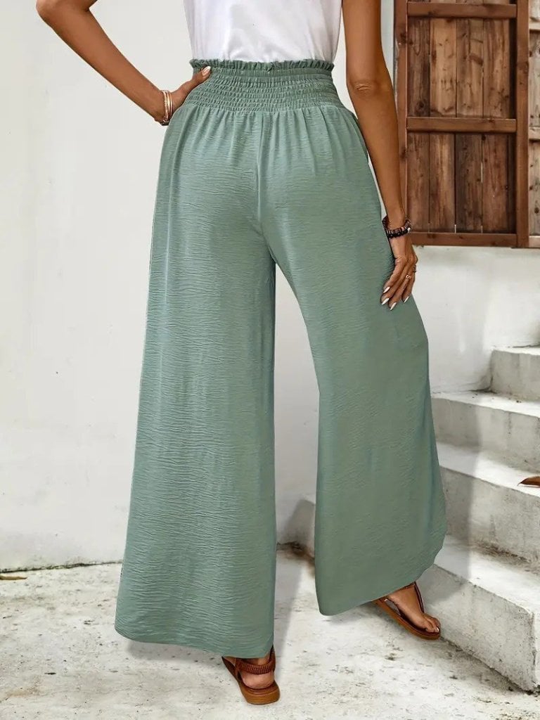 Women's Smocked Waist Wrap-Front Trousers with Drawstring - Janes - by Peralane - photo 6