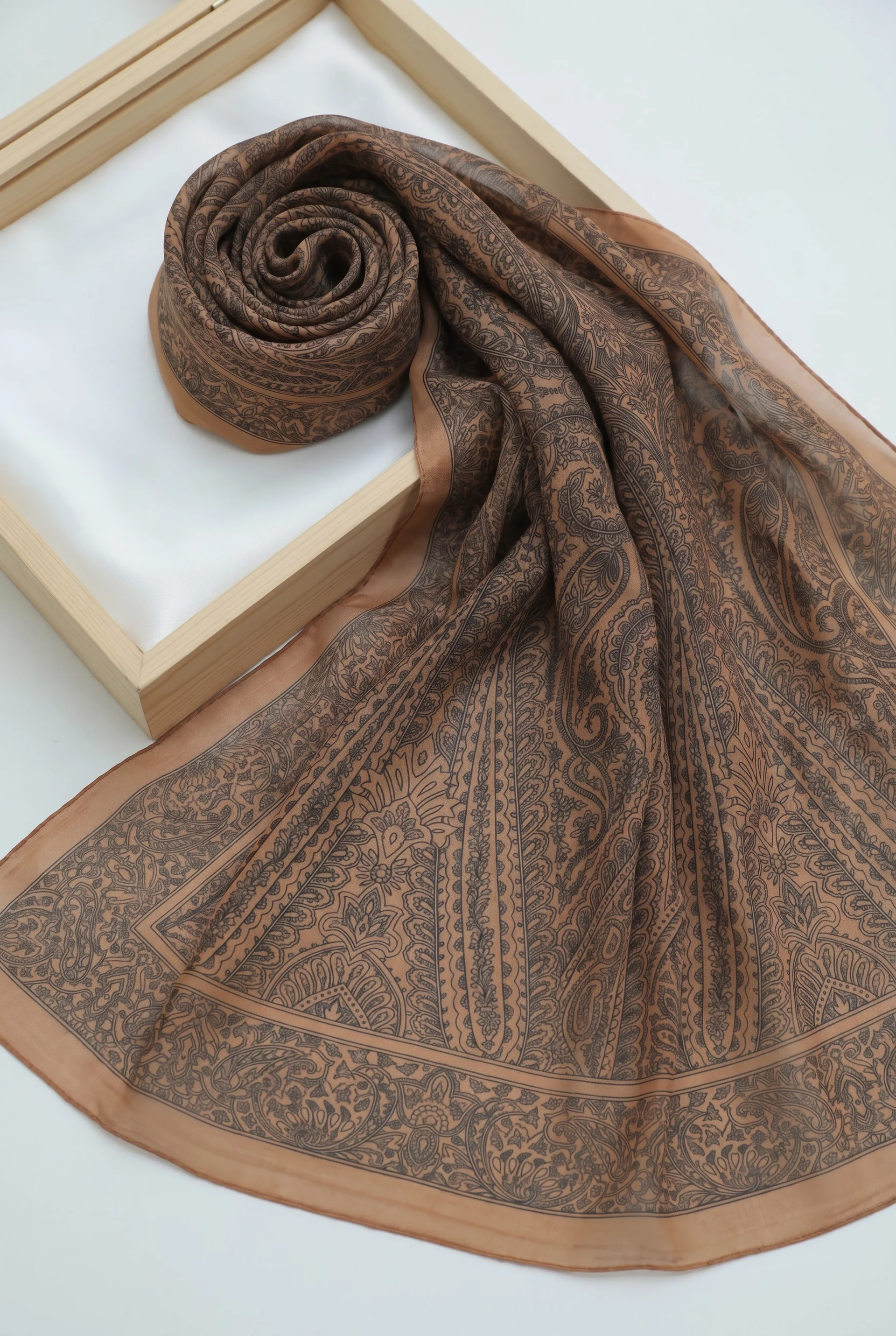 Ethnic Print Voile Scarf - Salmon - Podyumplus - by Peralane