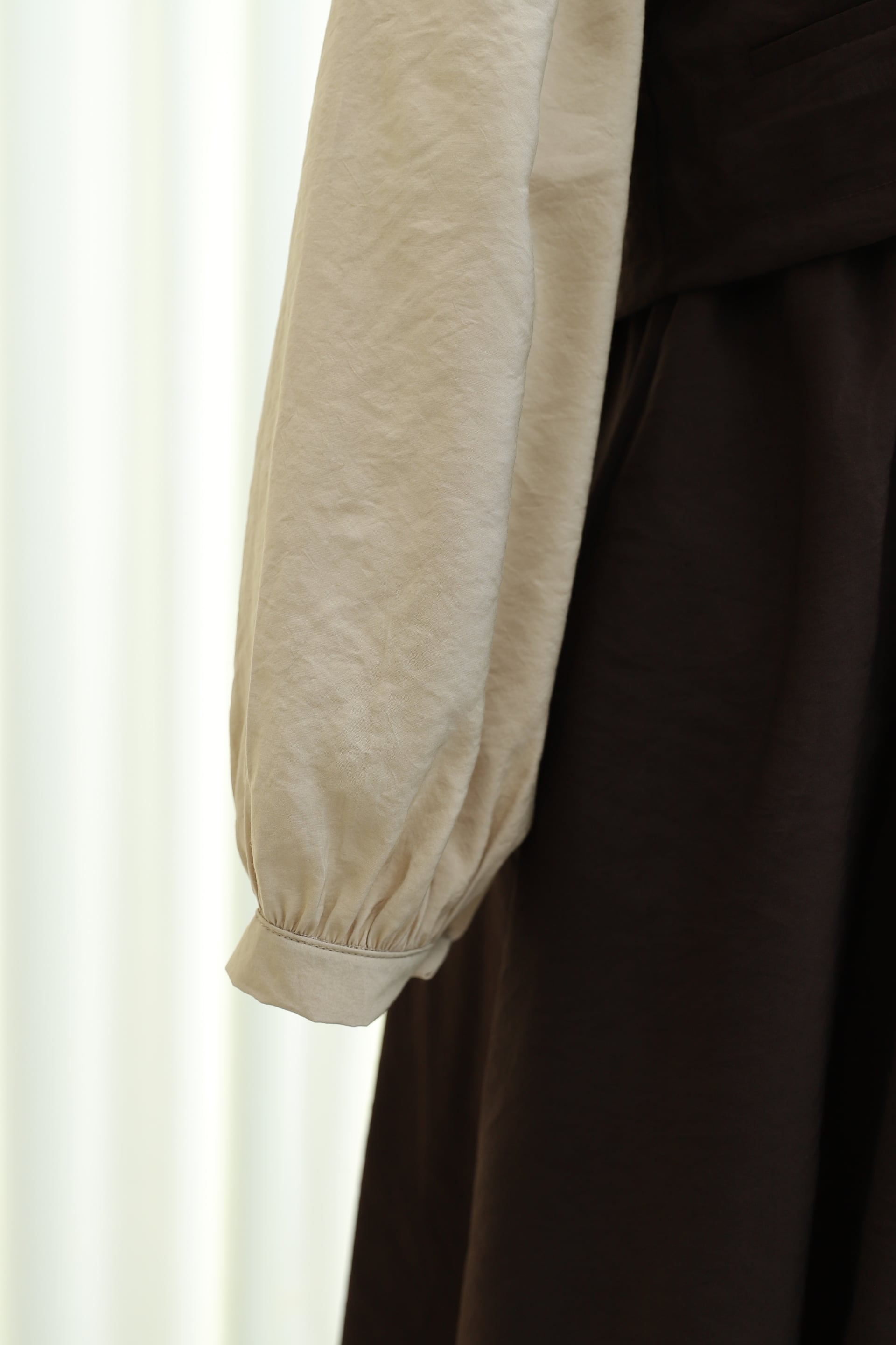 Snap Mini Vest Long Modal Dress with Half Button and Elastic Waist - Dark Brown - Podyumplus - by Peralane - photo 7