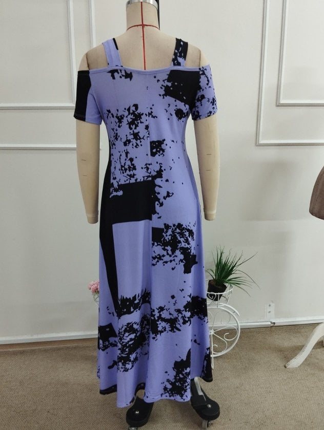 Women's Cold-Shoulder Knit Dress with Abstract Print - Janes - by Peralane - photo 6