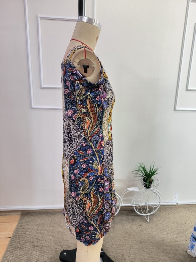 Women's Short Sleeve Shoulder-Strap Patterned Short Suprem Dress - Janes - by Peralane - photo 7