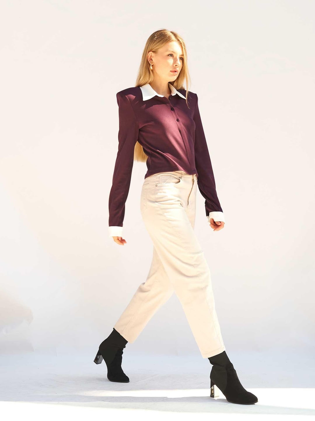 Straight Leg Cotton Gabardine Trousers - Grey - Lefon - by Peralane - photo 7