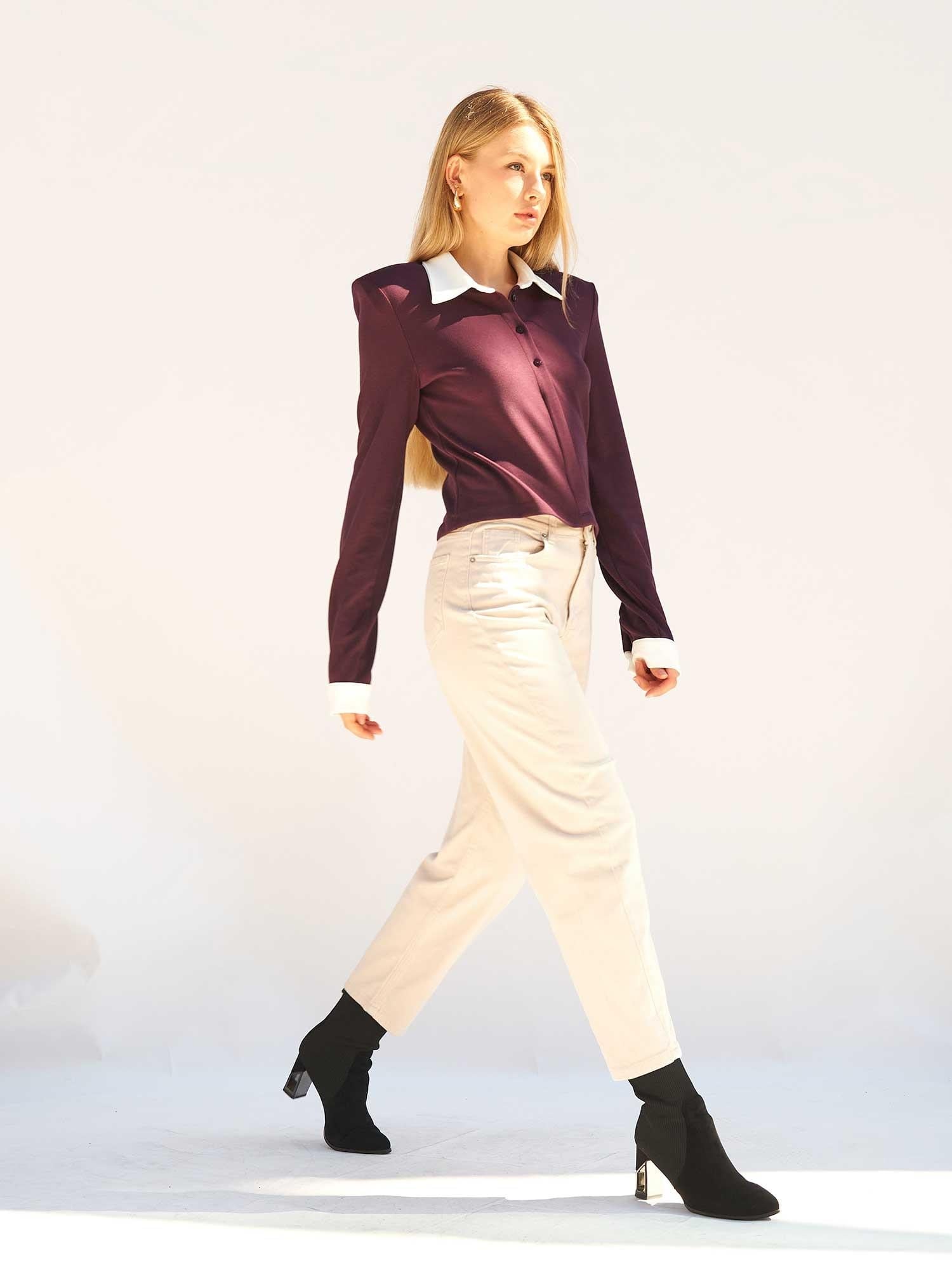 Straight Leg Cotton Gabardine Trousers - Grey - Lefon - by Peralane - photo 7