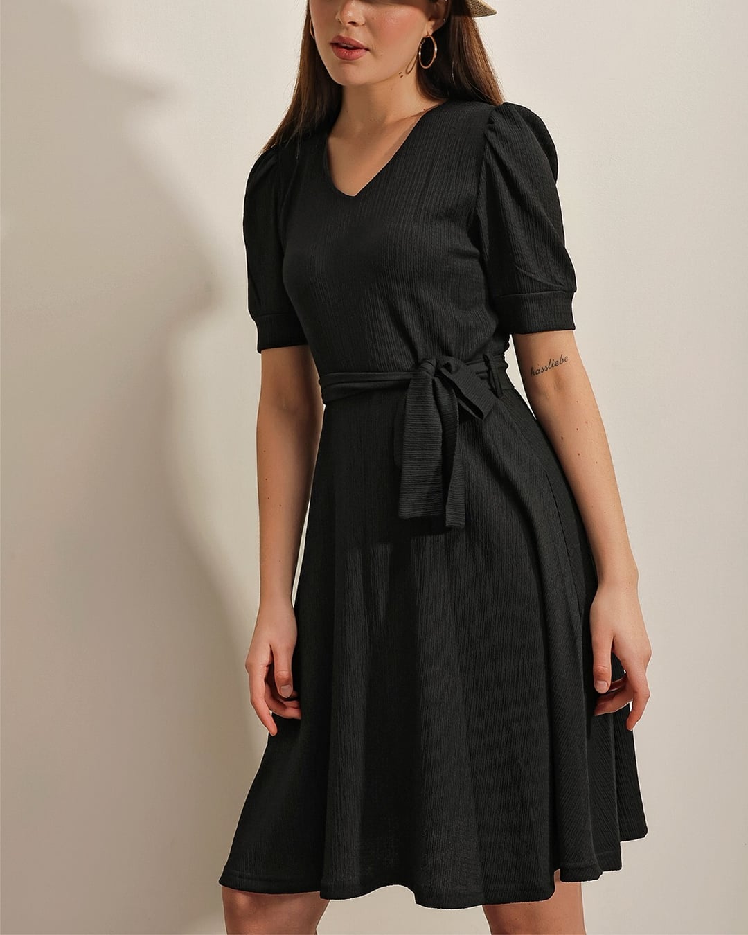 Belted Knit Dress - Black - Bigdart - by Peralane - photo 4