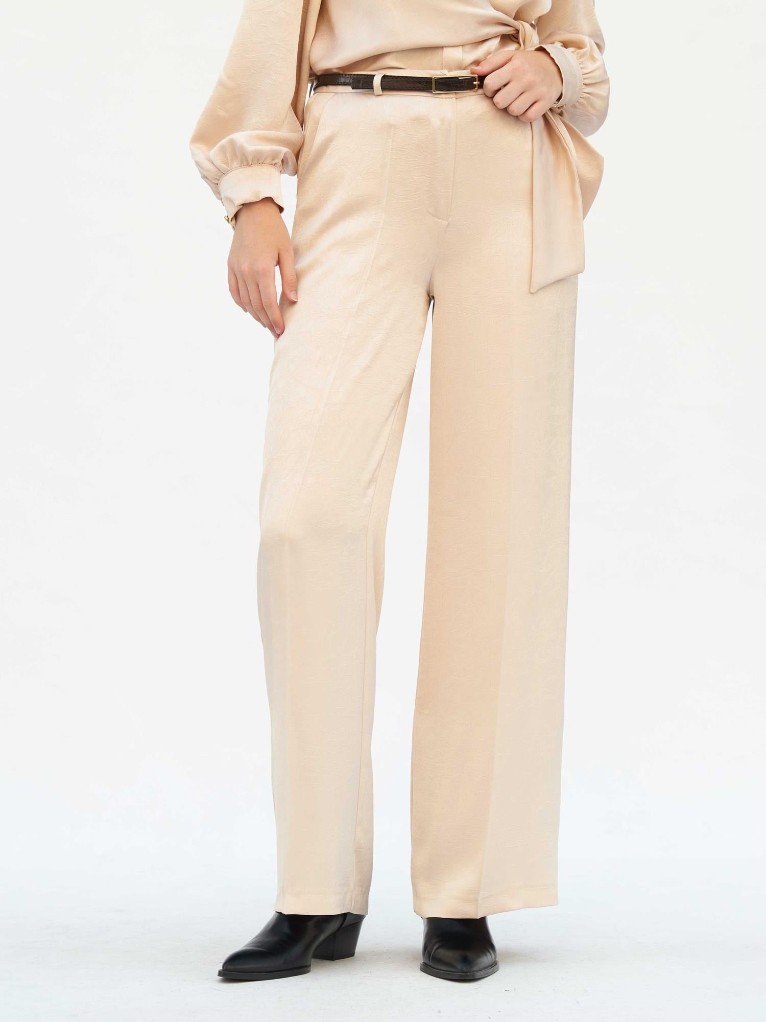 Crinkle Satin Belted Straight-Leg Trousers with Blouse Set - Lefon - by Peralane - photo 10