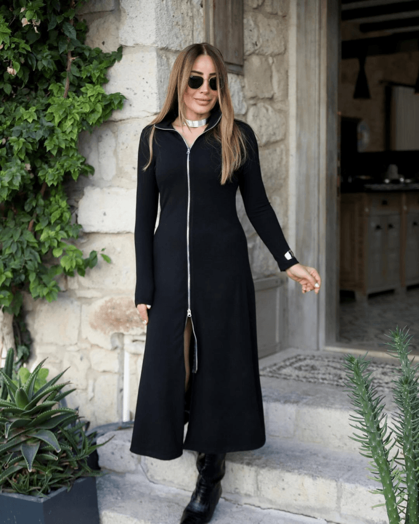 Women's Long Sleeve Front Zip Maxi Viscose Two-Thread Dress - Janes - by Peralane - photo 2