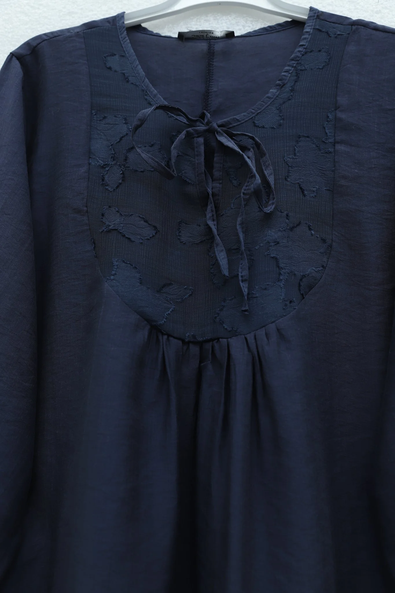 Navy Blue Keyhole Tie Modal Tunic with Elasticated Cuffs - Podyumplus - by Peralane - photo 5