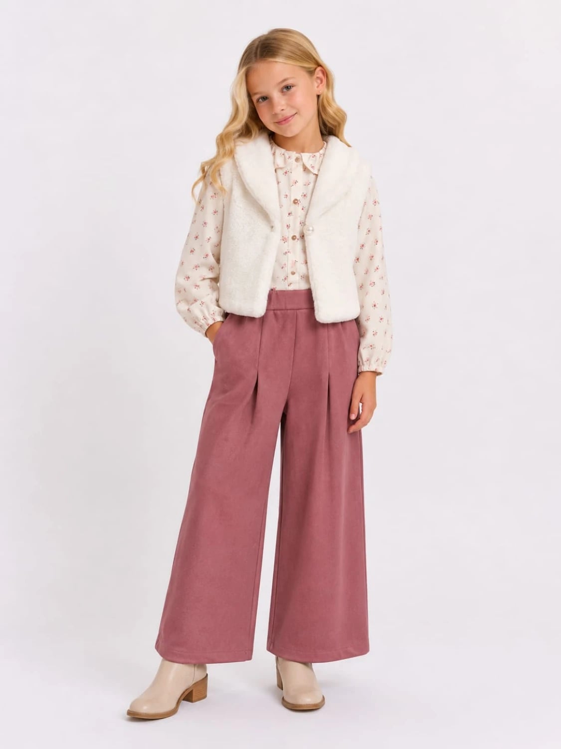 Girls' Set with Plush Vest - 1038 - Serkon Baby - by Peralane