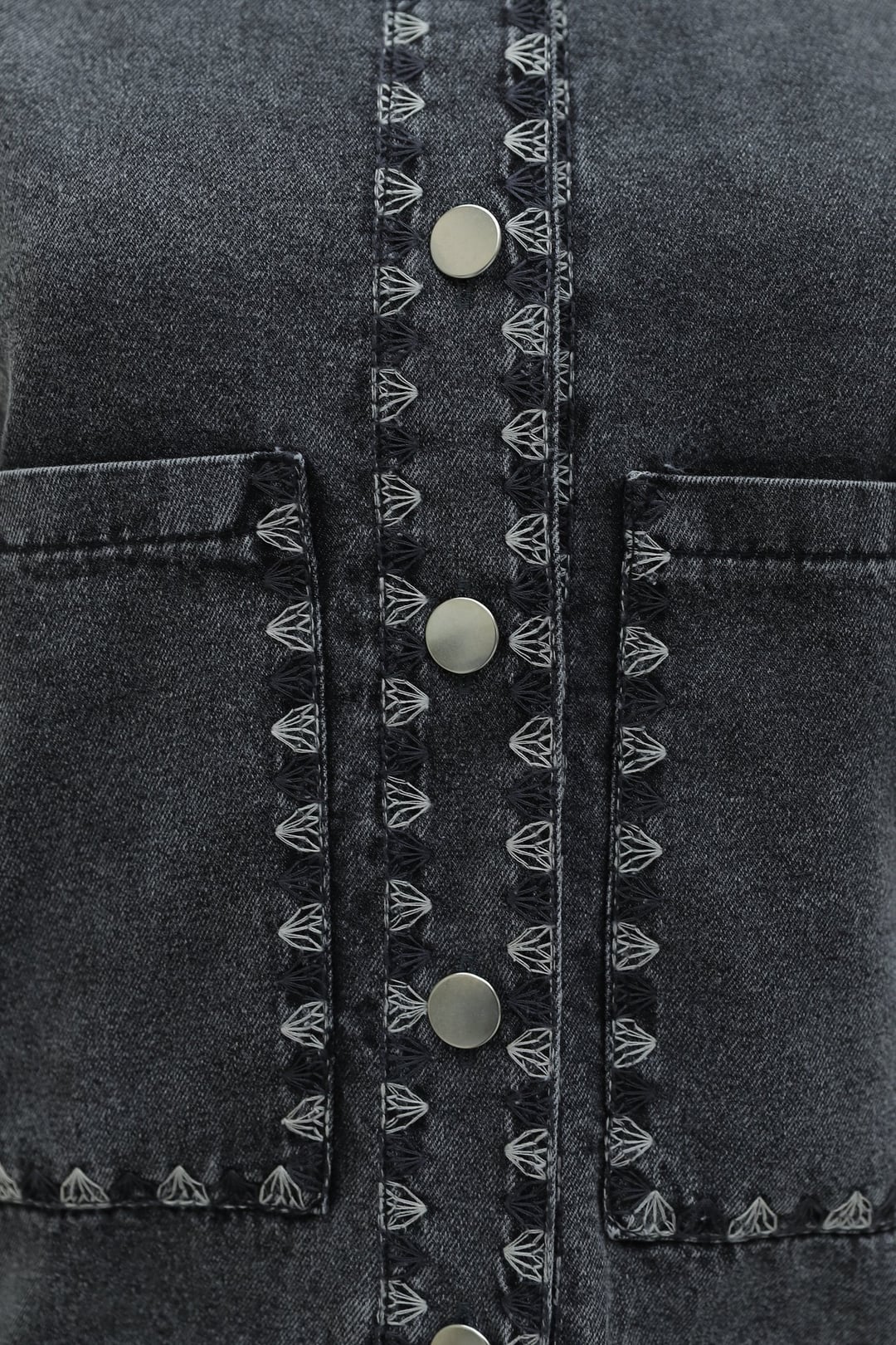 Smoke Grey Studded Denim Jacket - Podyumplus - by Peralane - photo 7