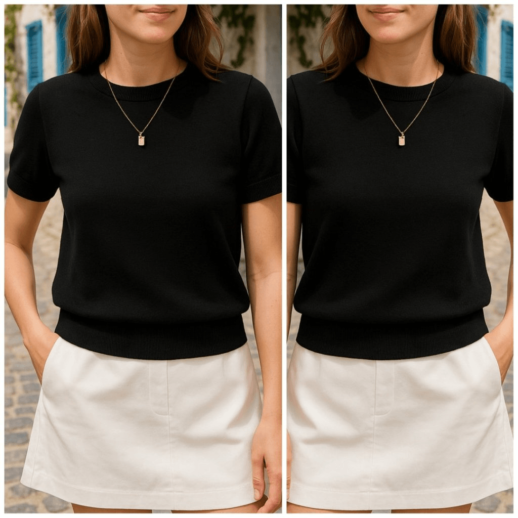 Women's Short-Sleeve Ribbed Crew Neck Knit Blouse - Janes - by Peralane - photo 3