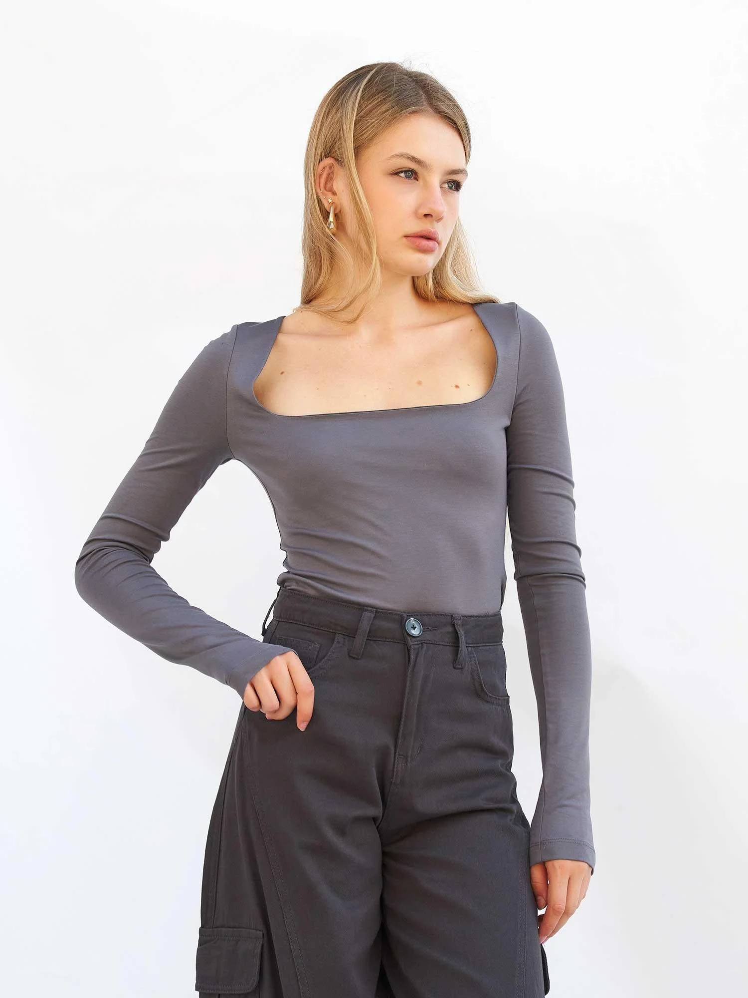 Long-Sleeved Square Neck Knit Bodysuit for Women - Lefon - by Peralane - photo 7