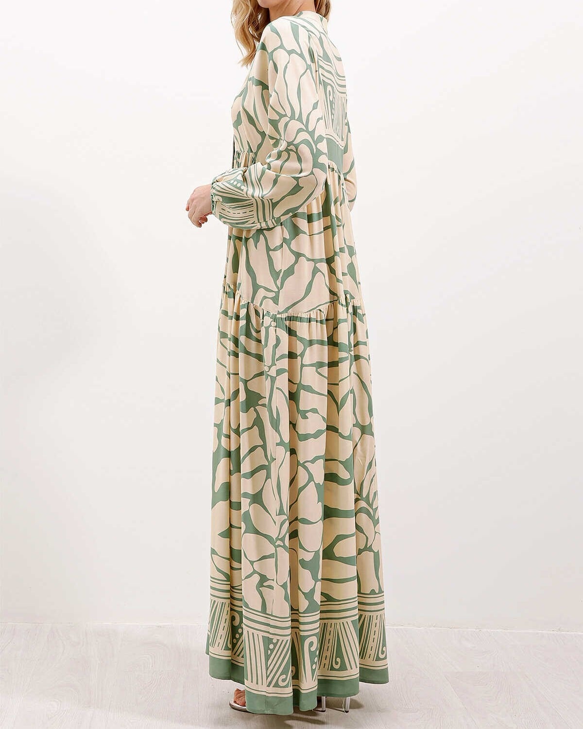 Authentic Patterned Modest Dress - Light Green - Bigdart - by Peralane - photo 7