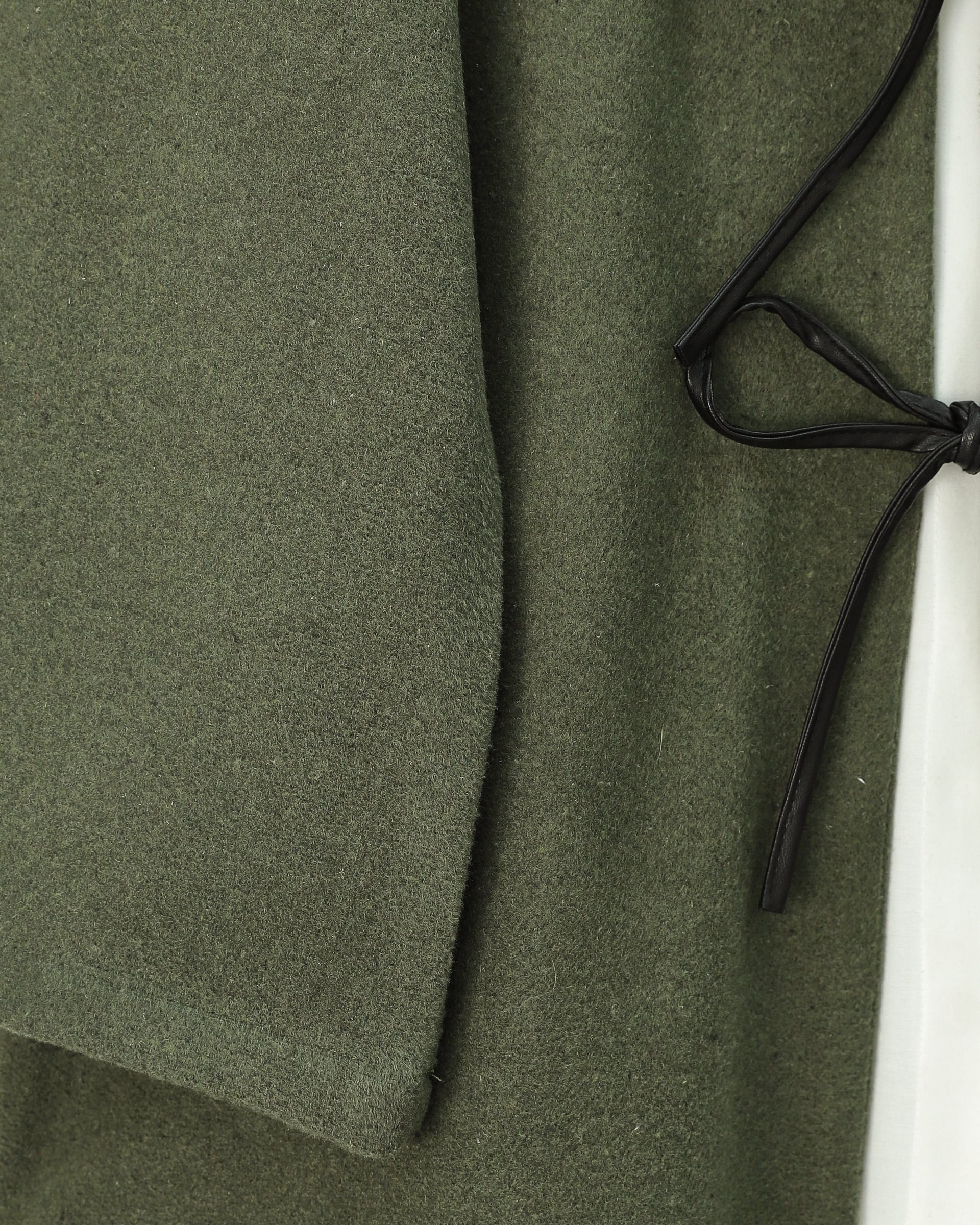 Haki Front-Tie Oval Cut Felt Kimono - Podyumplus - by Peralane - photo 4