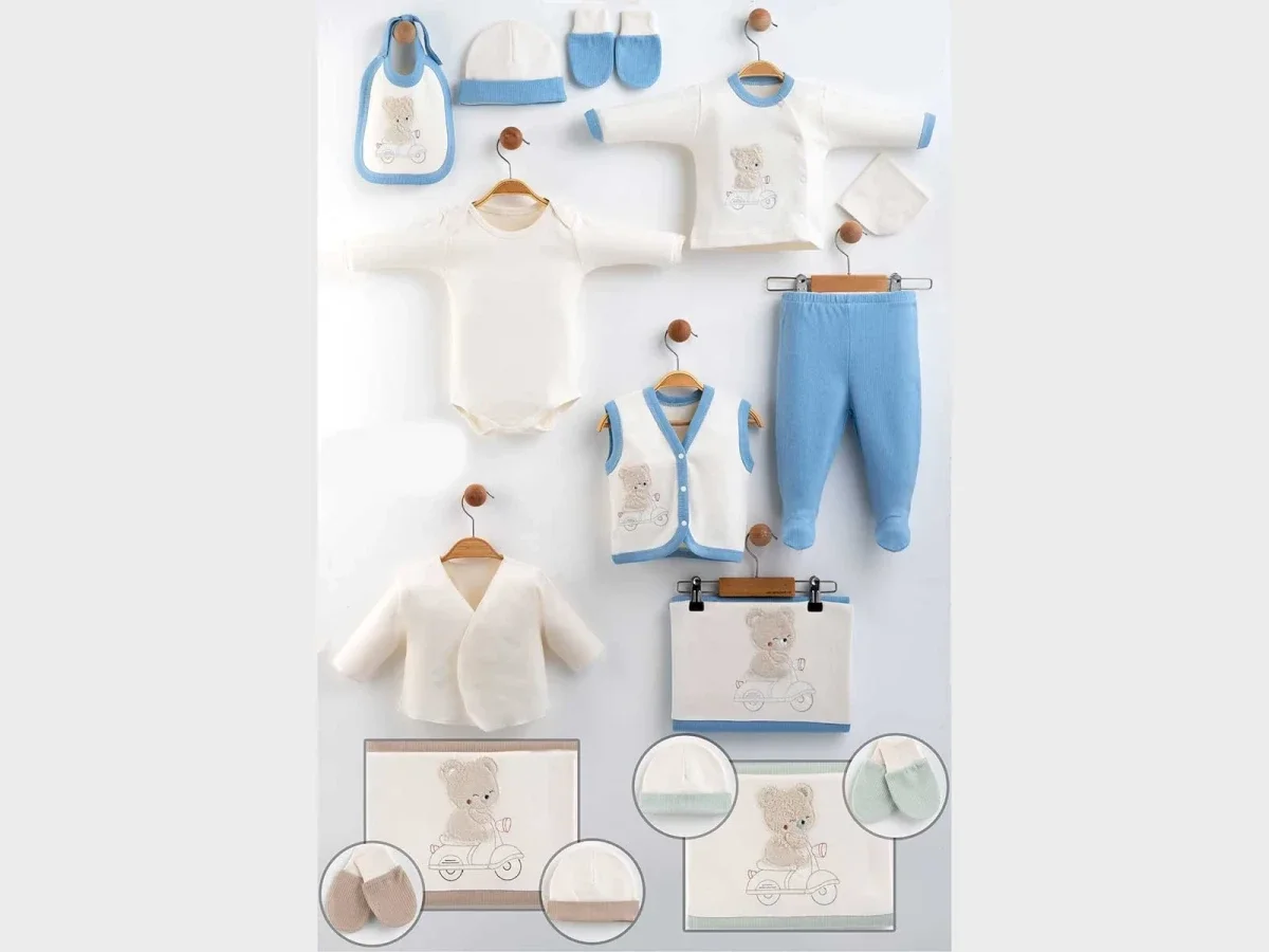 Bear Print 10-Piece Hospital Exit Set for Boys - Beige - Gaye Bebe - by Peralane