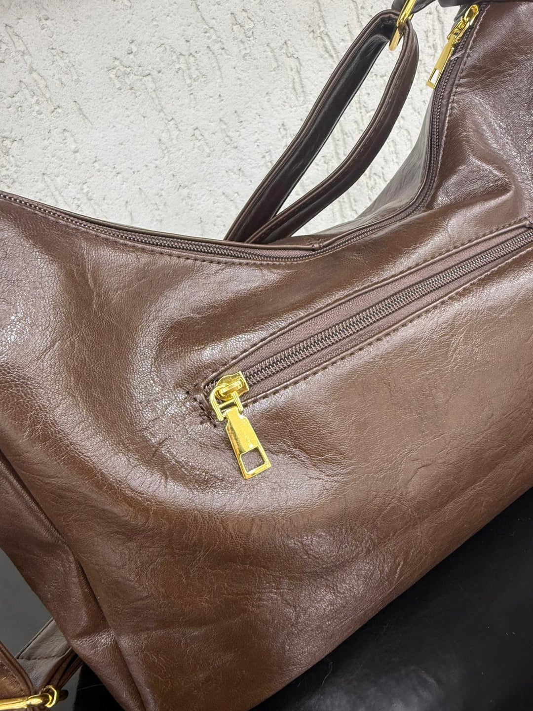 Brown Faux Leather Shoulder Bag - Nesvay - by Peralane - photo 3