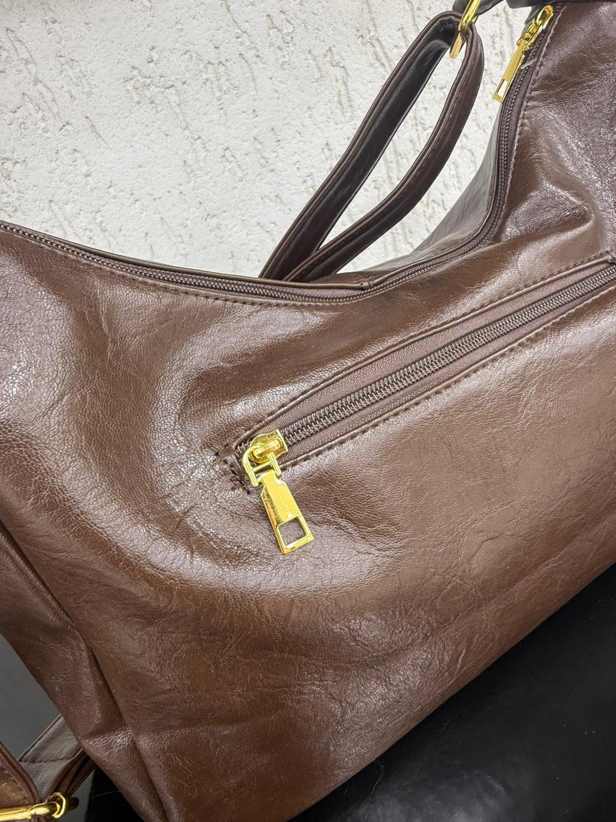 Brown Faux Leather Shoulder Bag - Nesvay - by Peralane - photo 3