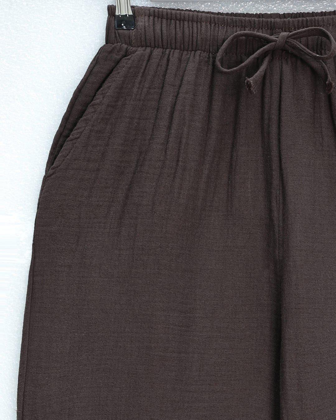 Drawstring Wide Leg Muslin Trousers - Brown - Podyumplus - by Peralane - photo 6