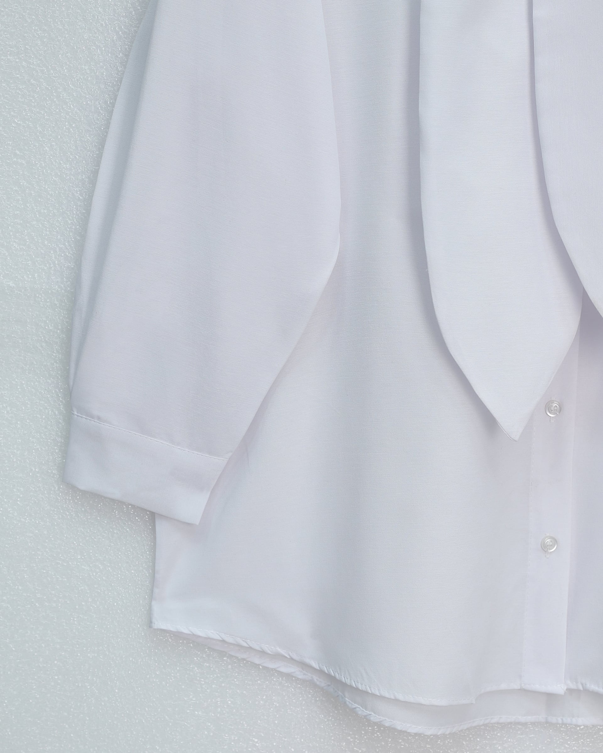 Women's Oversize Poplin Shirt with Tie Neck and Button Front - White - Podyumplus - by Peralane - photo 4