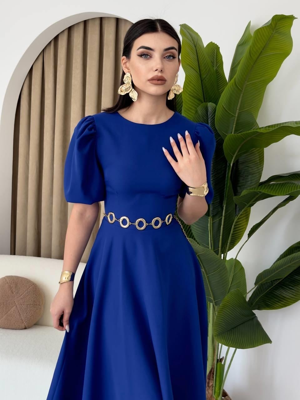 Catania Balloon Sleeve Dress in Sax Blue - Etika - by Peralane