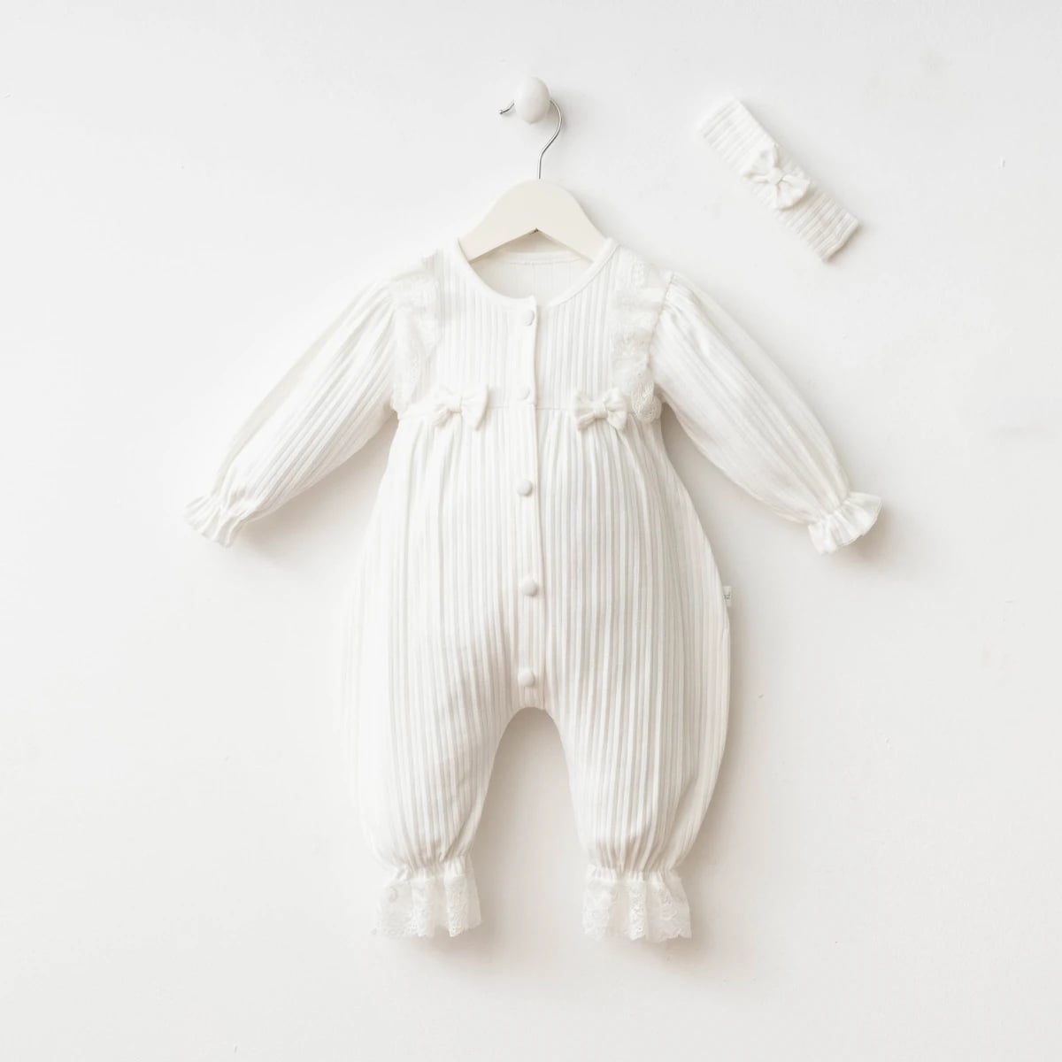 Baby Romper and Headband Set with Lace Hem - 3016 - Minizeyn - by Peralane