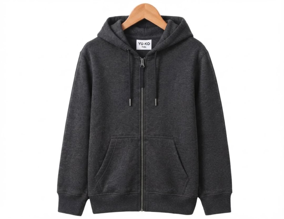 Kids Boys' Zip-Up Hooded Sweatshirt with Kangaroo Pocket - Dark Grey Heather (Pack of 4) - Koska - by Peralane