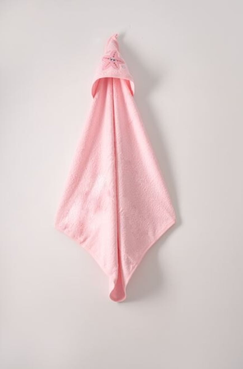 75x80 Baby Bath Towel with Hooded Starfish Print - Pink - Ramel Kids - by Peralane
