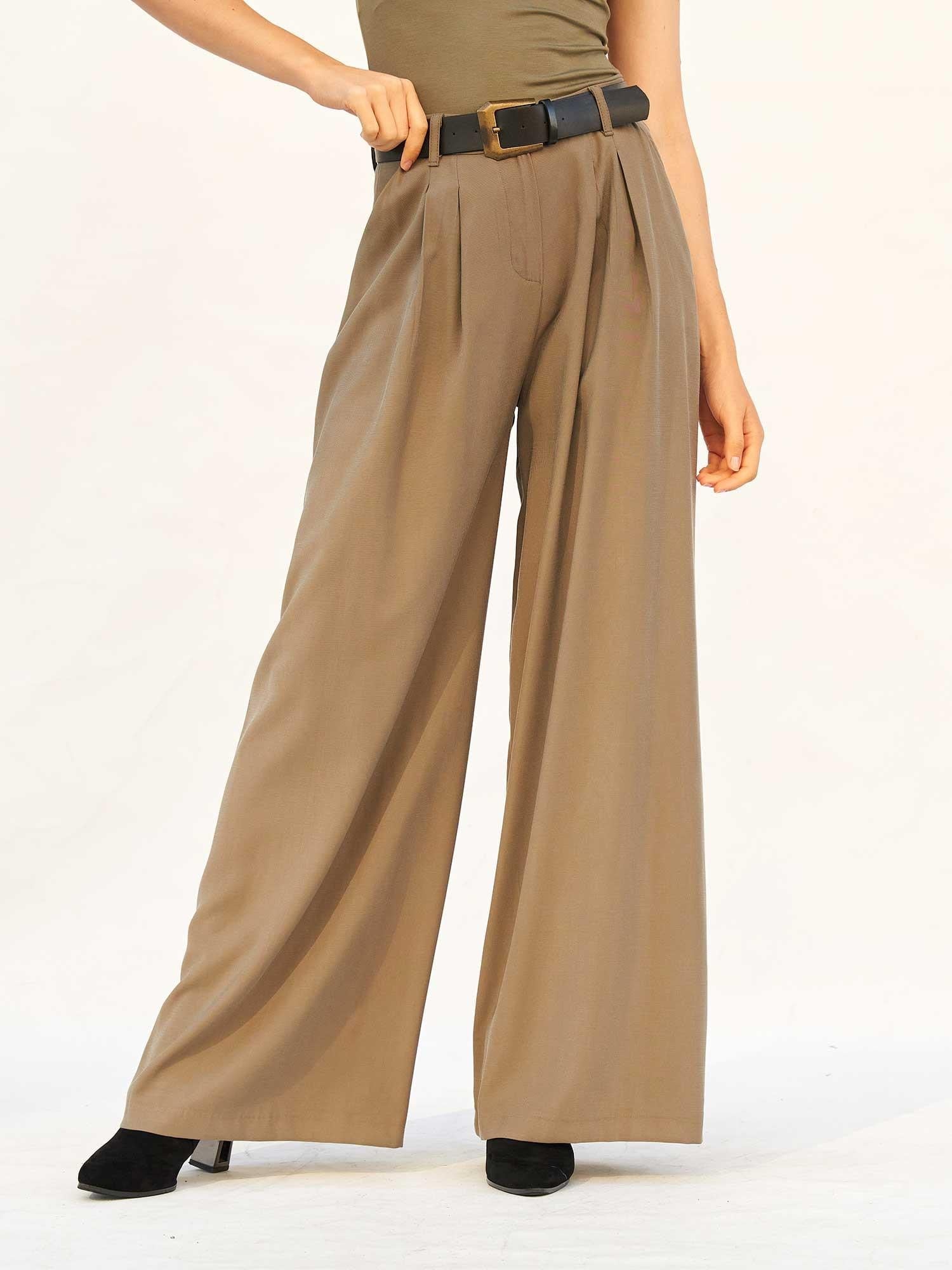 High-Waist Pleated Wide-Leg Trousers with Belt - Lefon - by Peralane - photo 4