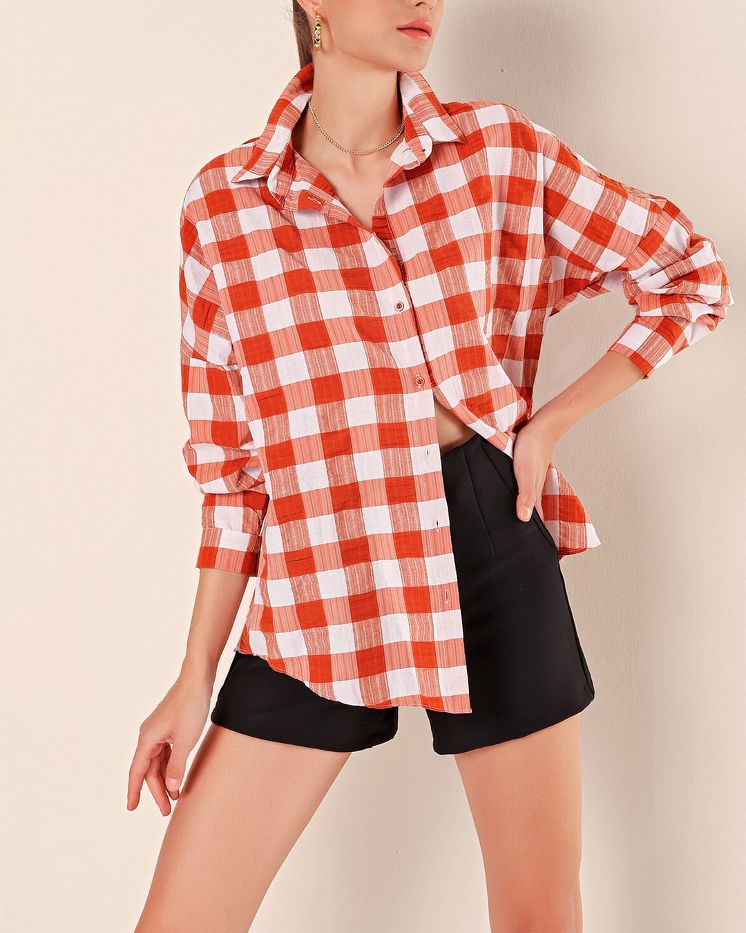 Oversize Long Basic Shirt with Trousers - Taba - Bigdart - by Peralane - photo 2