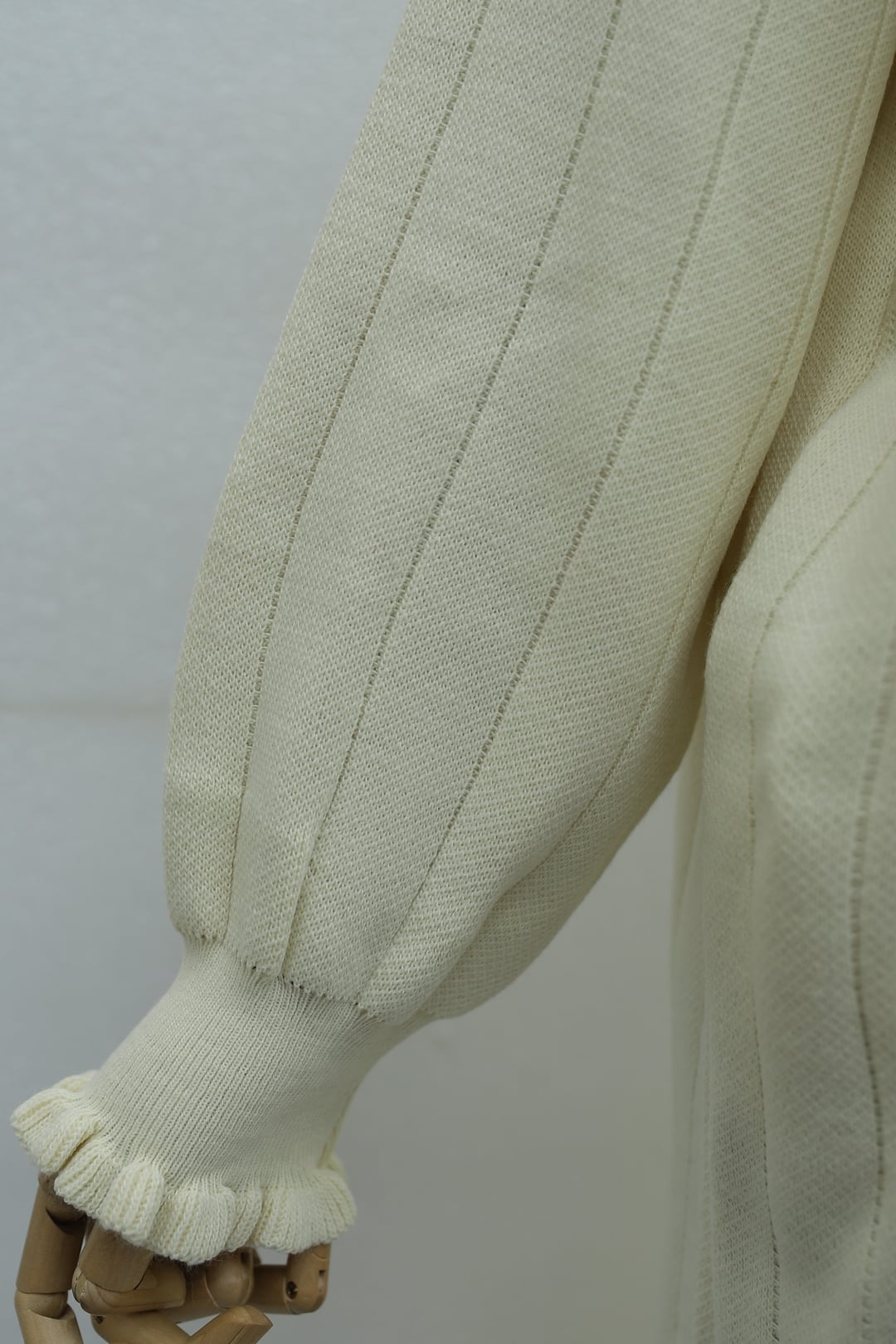 Cream Ruffled Collar and Hem Button Detail Knit Dress - Podyumplus - by Peralane - photo 5