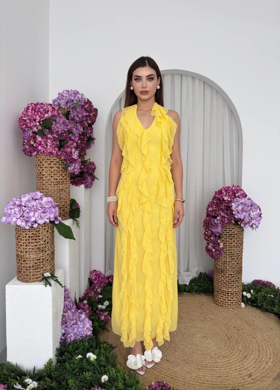 Lea Ruffled Yellow Dress ETK-00690 - Etika - by Peralane - photo 8
